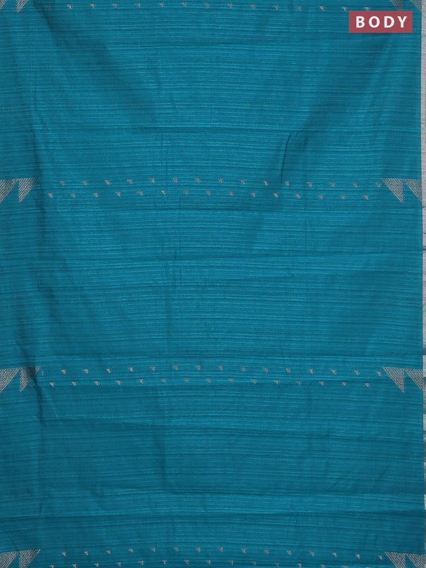 Banarasi semi matka saree teal green shade with allover zari woven geometric buttas and woven border
