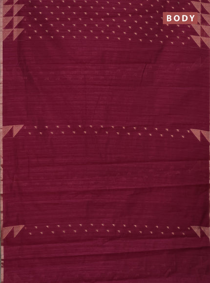 Banarasi semi matka saree wine shade with allover zari woven geometric buttas and woven border