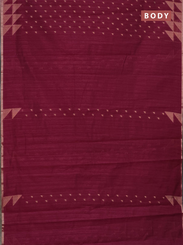 Banarasi semi matka saree wine shade with allover zari woven geometric buttas and woven border