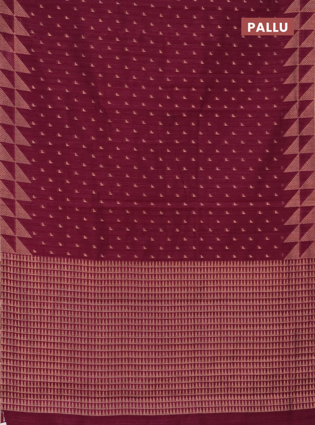 Banarasi semi matka saree wine shade with allover zari woven geometric buttas and woven border