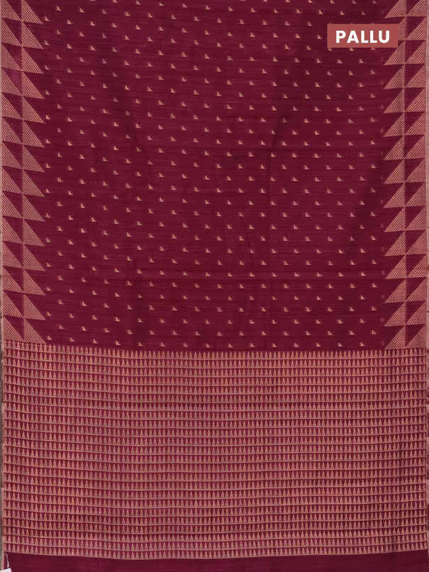 Banarasi semi matka saree wine shade with allover zari woven geometric buttas and woven border