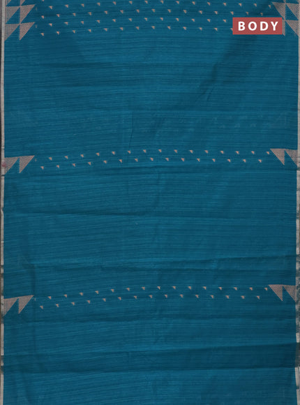 Banarasi semi matka saree teal green shade with allover zari woven geometric buttas and woven border