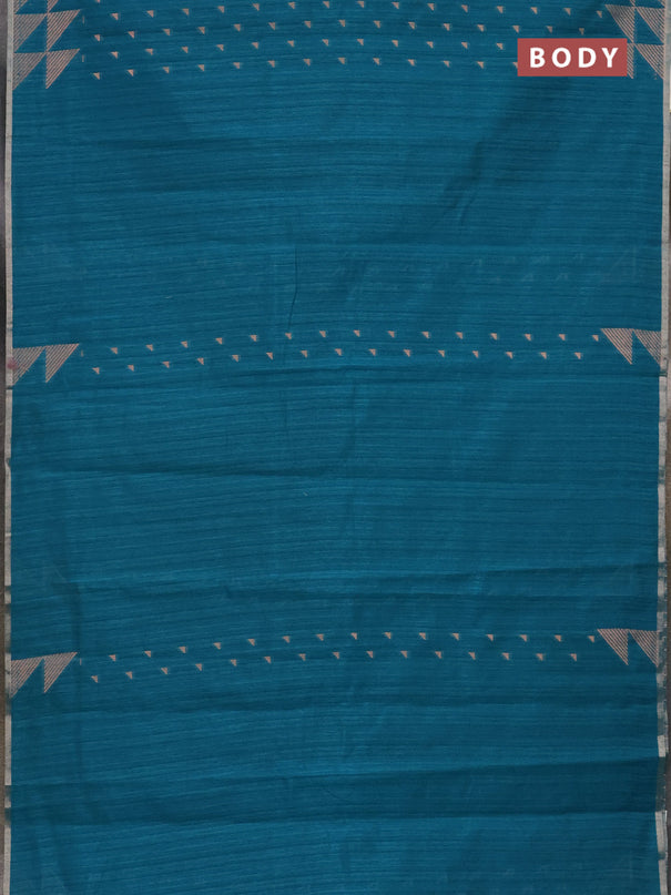 Banarasi semi matka saree teal green shade with allover zari woven geometric buttas and woven border
