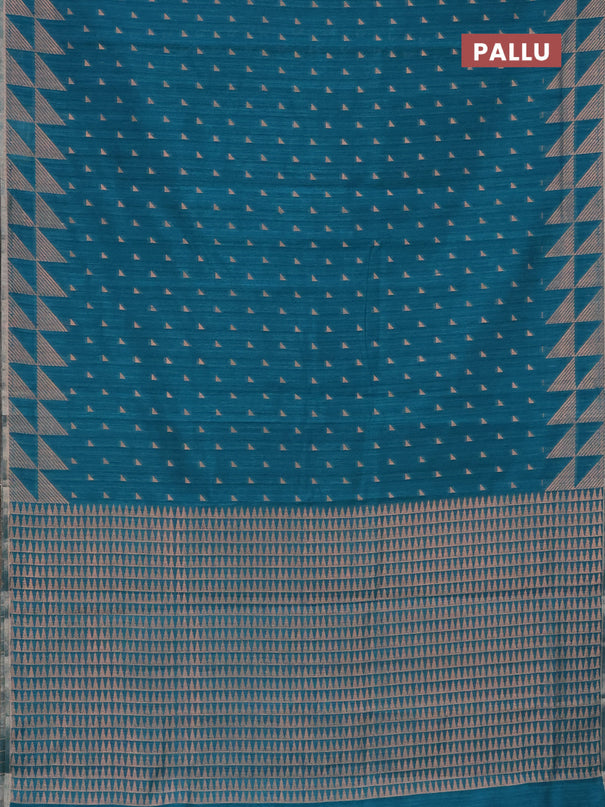 Banarasi semi matka saree teal green shade with allover zari woven geometric buttas and woven border