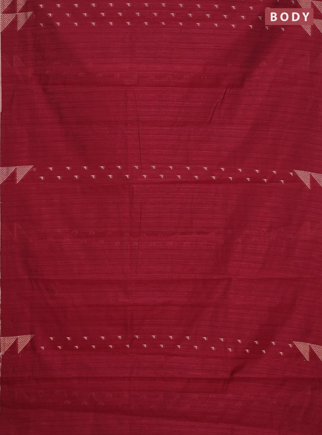 Banarasi semi matka saree maroon with allover zari woven geometric buttas and woven border