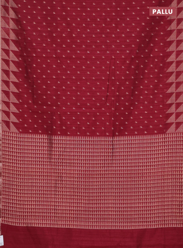 Banarasi semi matka saree maroon with allover zari woven geometric buttas and woven border