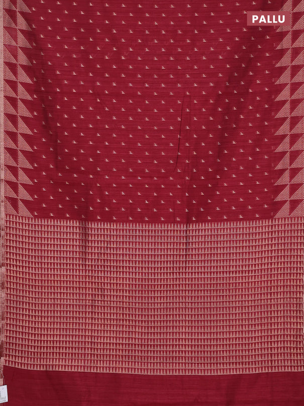 Banarasi semi matka saree maroon with allover zari woven geometric buttas and woven border
