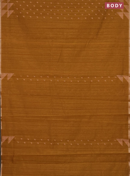 Banarasi semi matka saree dark mustard with allover zari woven geometric buttas and woven border