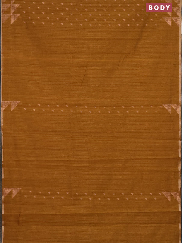 Banarasi semi matka saree dark mustard with allover zari woven geometric buttas and woven border