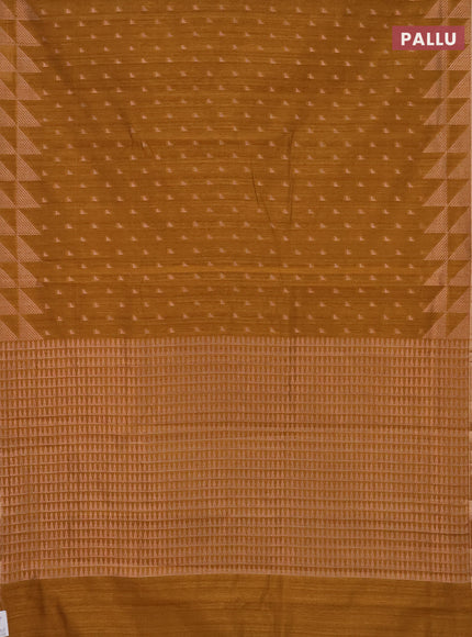 Banarasi semi matka saree dark mustard with allover zari woven geometric buttas and woven border