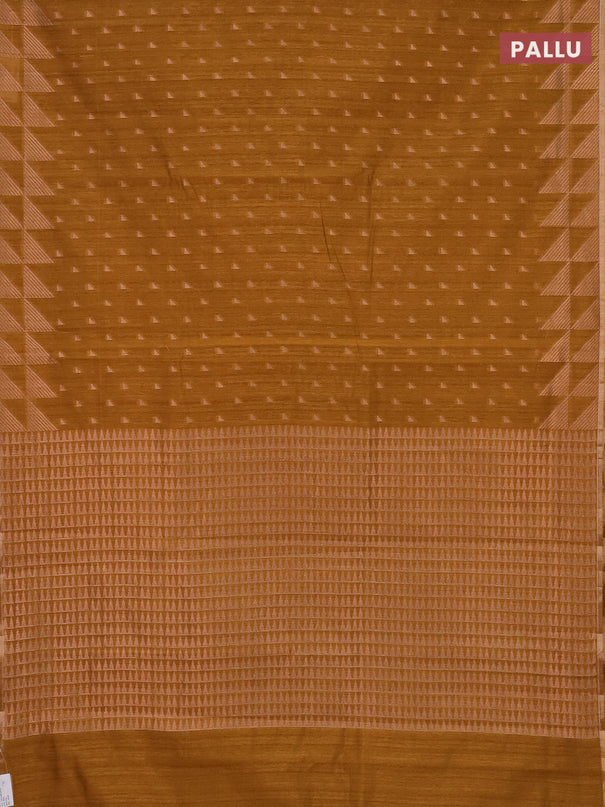 Banarasi semi matka saree dark mustard with allover zari woven geometric buttas and woven border