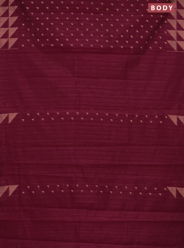 Banarasi semi matka saree wine shade with allover zari woven geometric buttas and woven border