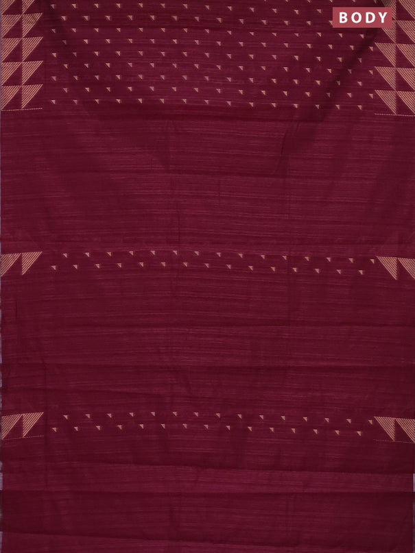 Banarasi semi matka saree wine shade with allover zari woven geometric buttas and woven border