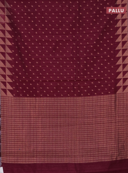 Banarasi semi matka saree wine shade with allover zari woven geometric buttas and woven border