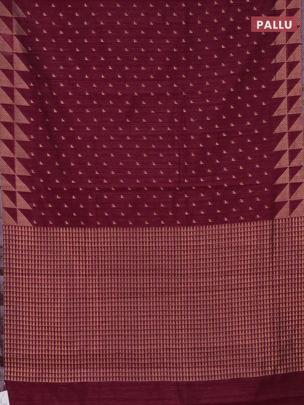 Banarasi semi matka saree wine shade with allover zari woven geometric buttas and woven border