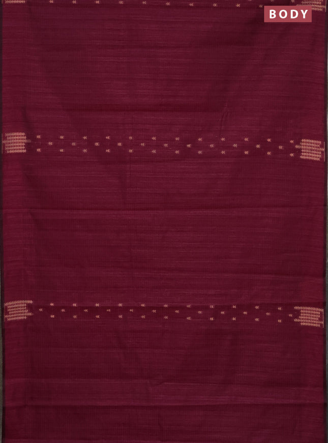 Banarasi semi matka saree wine shade with allover zari woven geometric buttas and zari woven border