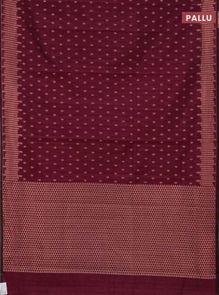 Banarasi semi matka saree wine shade with allover zari woven geometric buttas and zari woven border