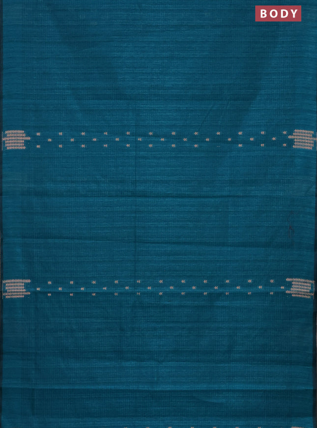 Banarasi semi matka saree teal green shade with allover zari woven geometric buttas and zari woven border