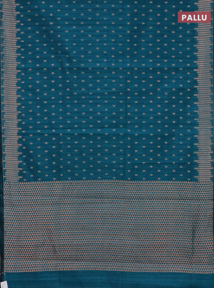 Banarasi semi matka saree teal green shade with allover zari woven geometric buttas and zari woven border