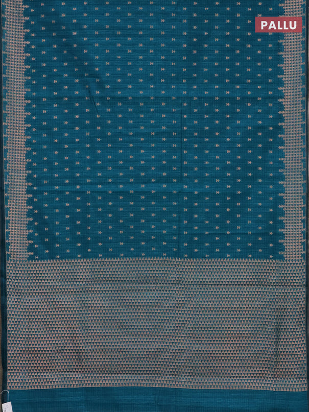 Banarasi semi matka saree teal green shade with allover zari woven geometric buttas and zari woven border