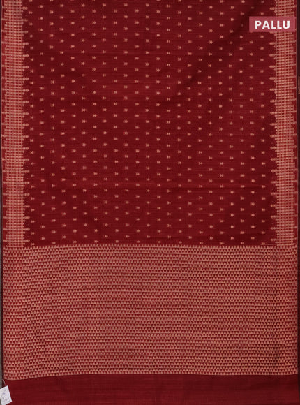 Banarasi semi matka saree maroon with allover zari woven geometric buttas and zari woven border
