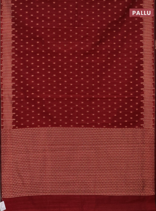 Banarasi semi matka saree maroon with allover zari woven geometric buttas and zari woven border
