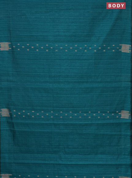 Banarasi semi matka saree teal green with allover zari woven geometric buttas and zari woven border