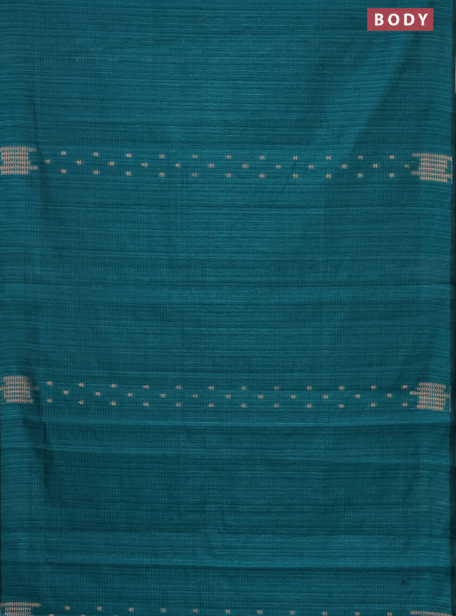 Banarasi semi matka saree teal green with allover zari woven geometric buttas and zari woven border