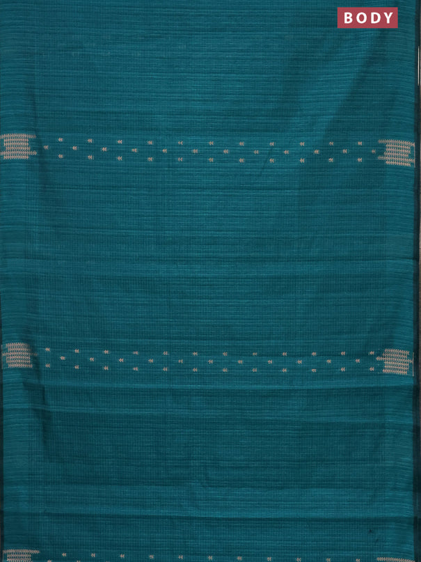 Banarasi semi matka saree teal green with allover zari woven geometric buttas and zari woven border
