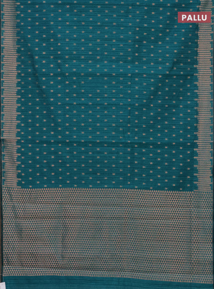 Banarasi semi matka saree teal green with allover zari woven geometric buttas and zari woven border