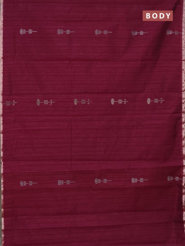 Banarasi semi matka saree wine shade with woven buttas and zari woven piping border