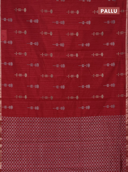 Banarasi semi matka saree maroon with woven buttas and zari woven piping border