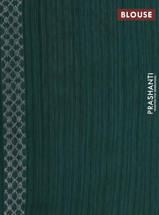 Banarasi semi matka saree dark green with woven buttas and zari woven piping border