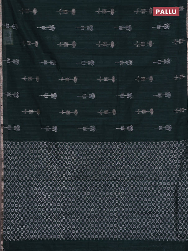 Banarasi semi matka saree bottle green with woven buttas and zari woven piping border