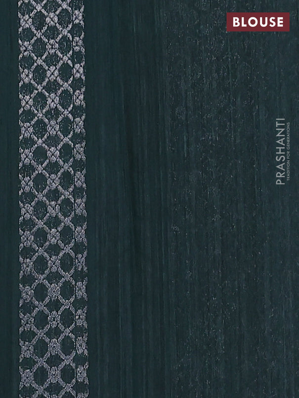 Banarasi semi matka saree bottle green with woven buttas and zari woven piping border