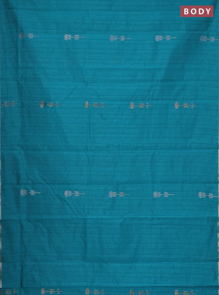 Banarasi semi matka saree teal green with woven buttas and zari woven piping border
