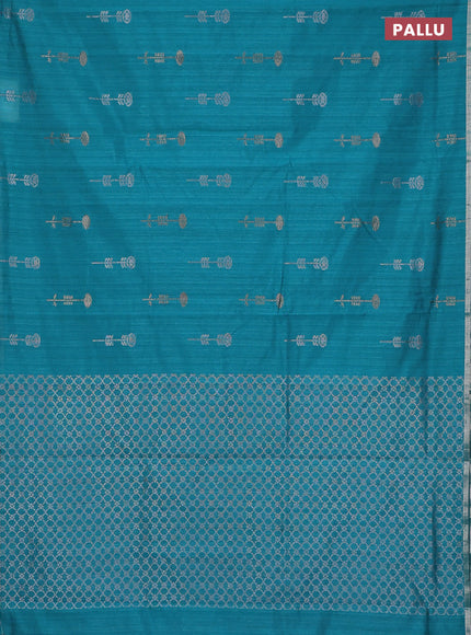 Banarasi semi matka saree teal green with woven buttas and zari woven piping border