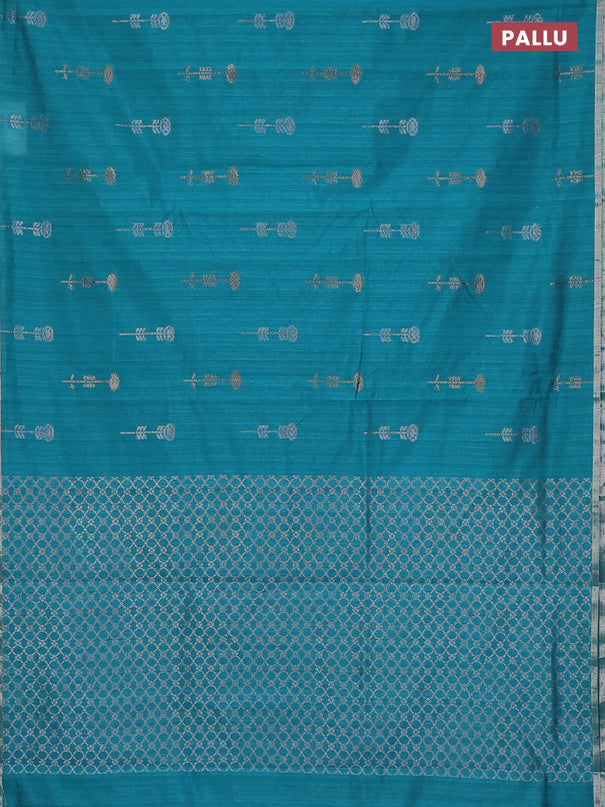Banarasi semi matka saree teal green with woven buttas and zari woven piping border
