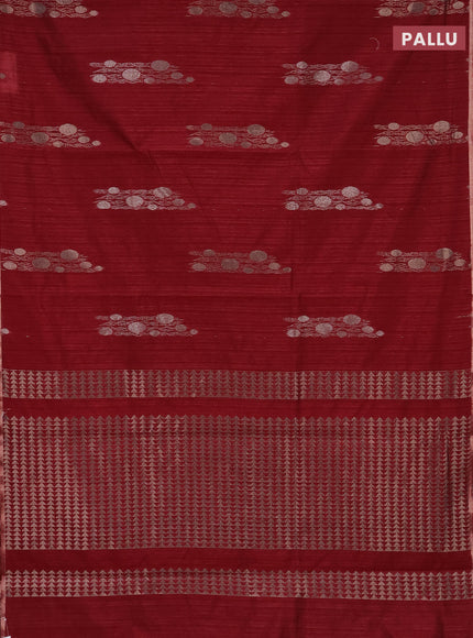 Banarasi semi matka saree maroon with thread & silver zari woven buttas and zari woven piping border