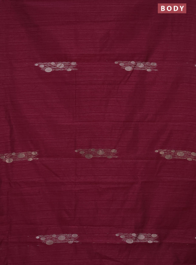 Banarasi semi matka saree wine shade with thread & silver zari woven buttas and zari woven piping border