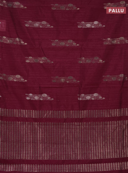 Banarasi semi matka saree wine shade with thread & silver zari woven buttas and zari woven piping border