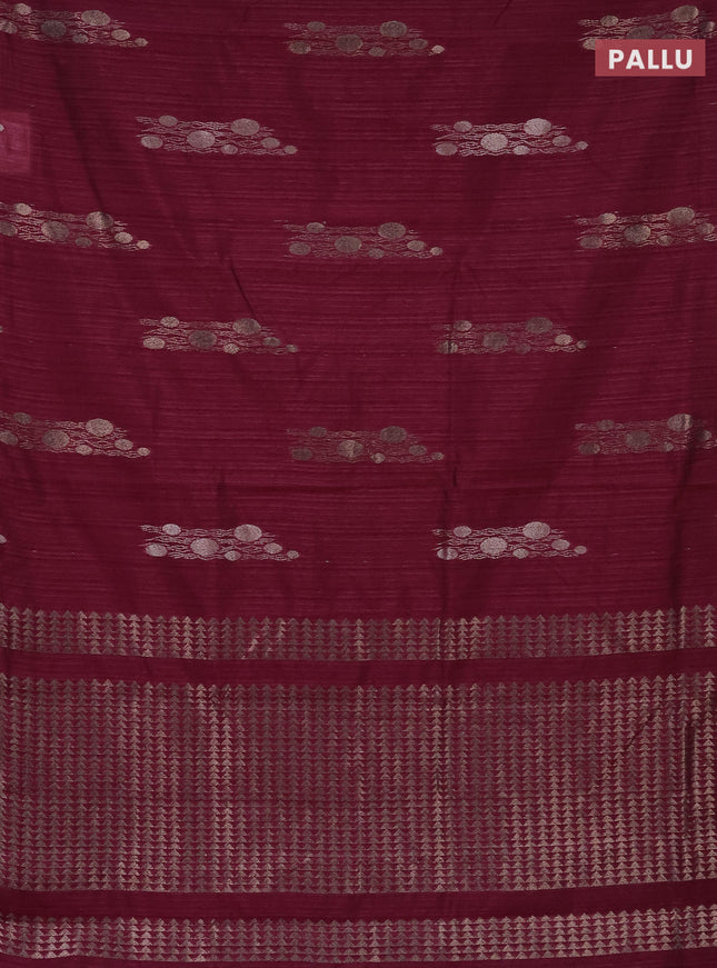 Banarasi semi matka saree wine shade with thread & silver zari woven buttas and zari woven piping border