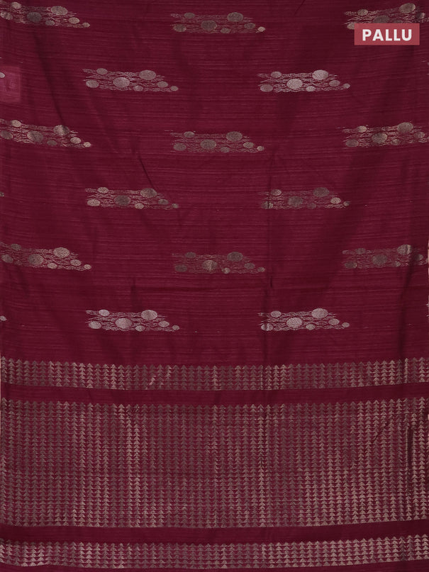 Banarasi semi matka saree wine shade with thread & silver zari woven buttas and zari woven piping border