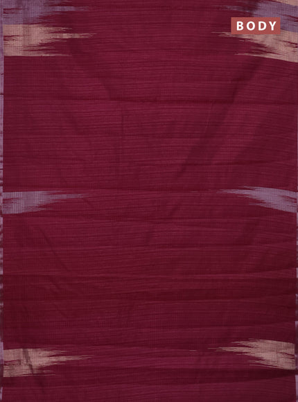 Banarasi semi matka saree wine shade with plain body and temple design zari woven border