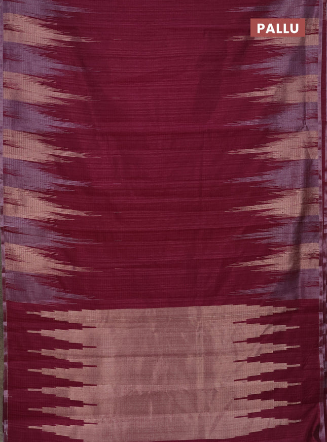 Banarasi semi matka saree wine shade with plain body and temple design zari woven border