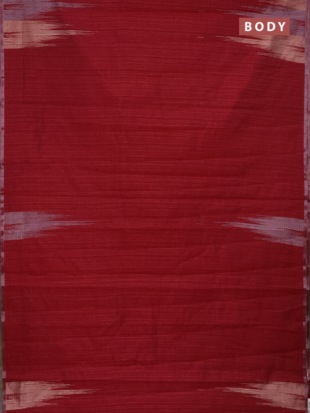 Banarasi semi matka saree maroon with plain body and temple design zari woven border