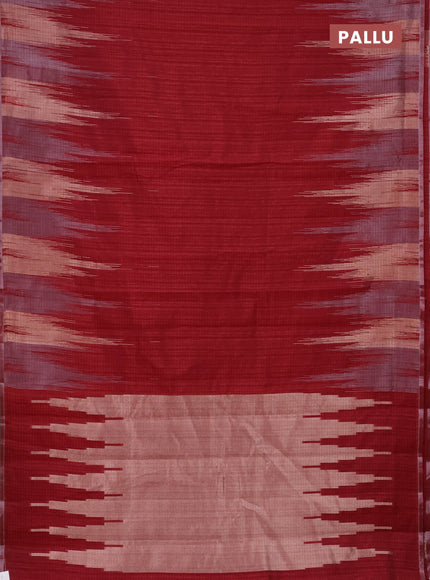 Banarasi semi matka saree maroon with plain body and temple design zari woven border