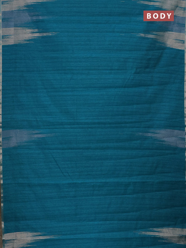 Banarasi semi matka saree teal green with plain body and temple design zari woven border