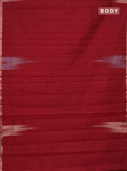 Banarasi semi matka saree maroon with plain body and temple design zari woven border
