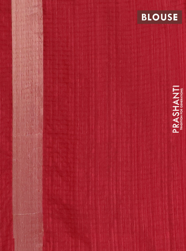 Banarasi semi matka saree maroon with plain body and temple design zari woven border